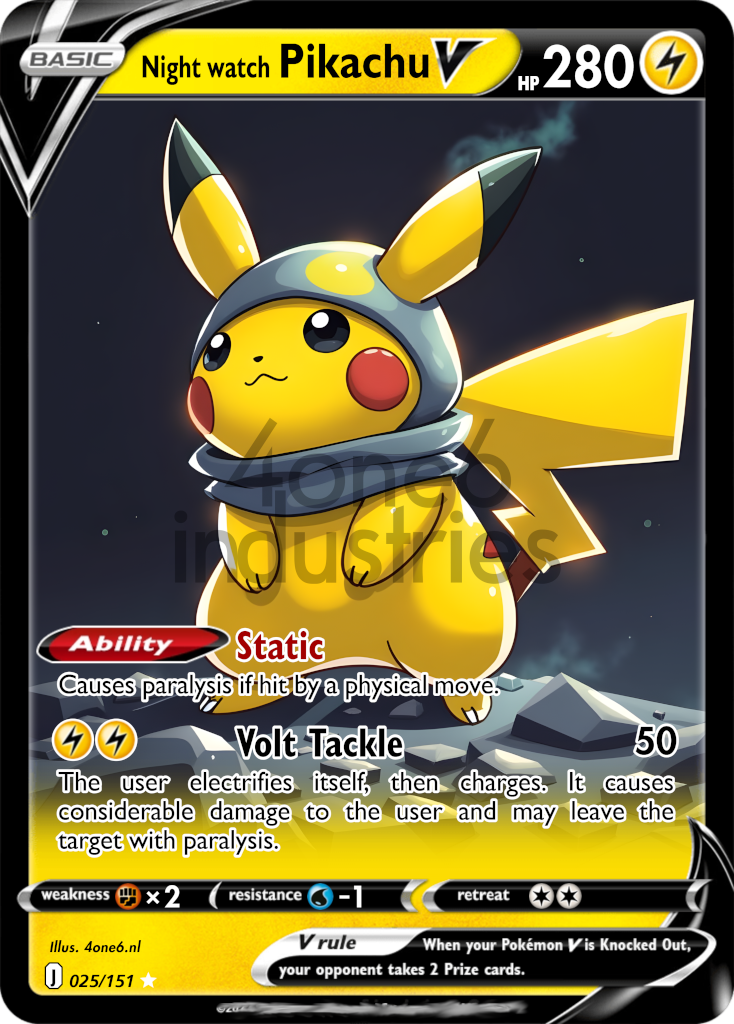 Night Watch Pikachu V – Premium TCG Custom Art Card