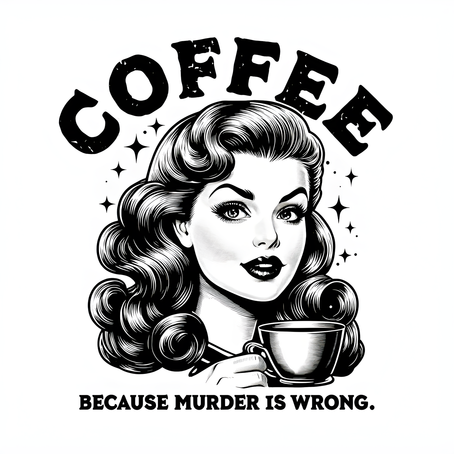 "Coffee Because Murder Is Wrong" Retro Sticker