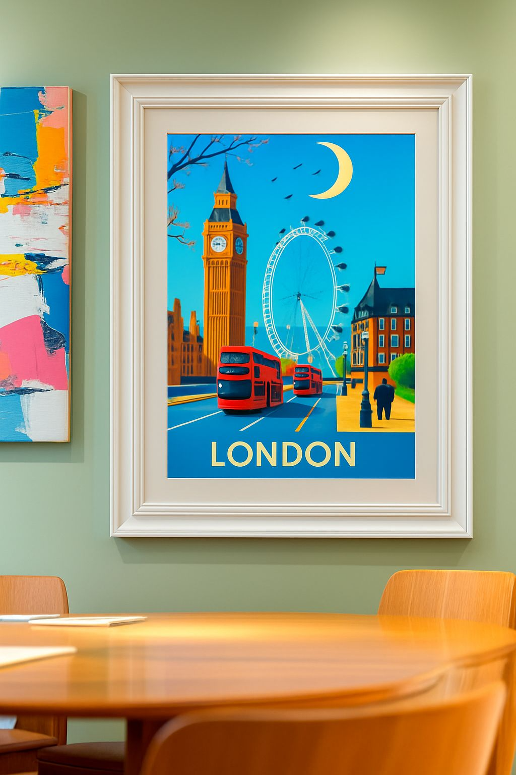 Modern Londens stadsgezicht – A4-posterprint met felle kleuren