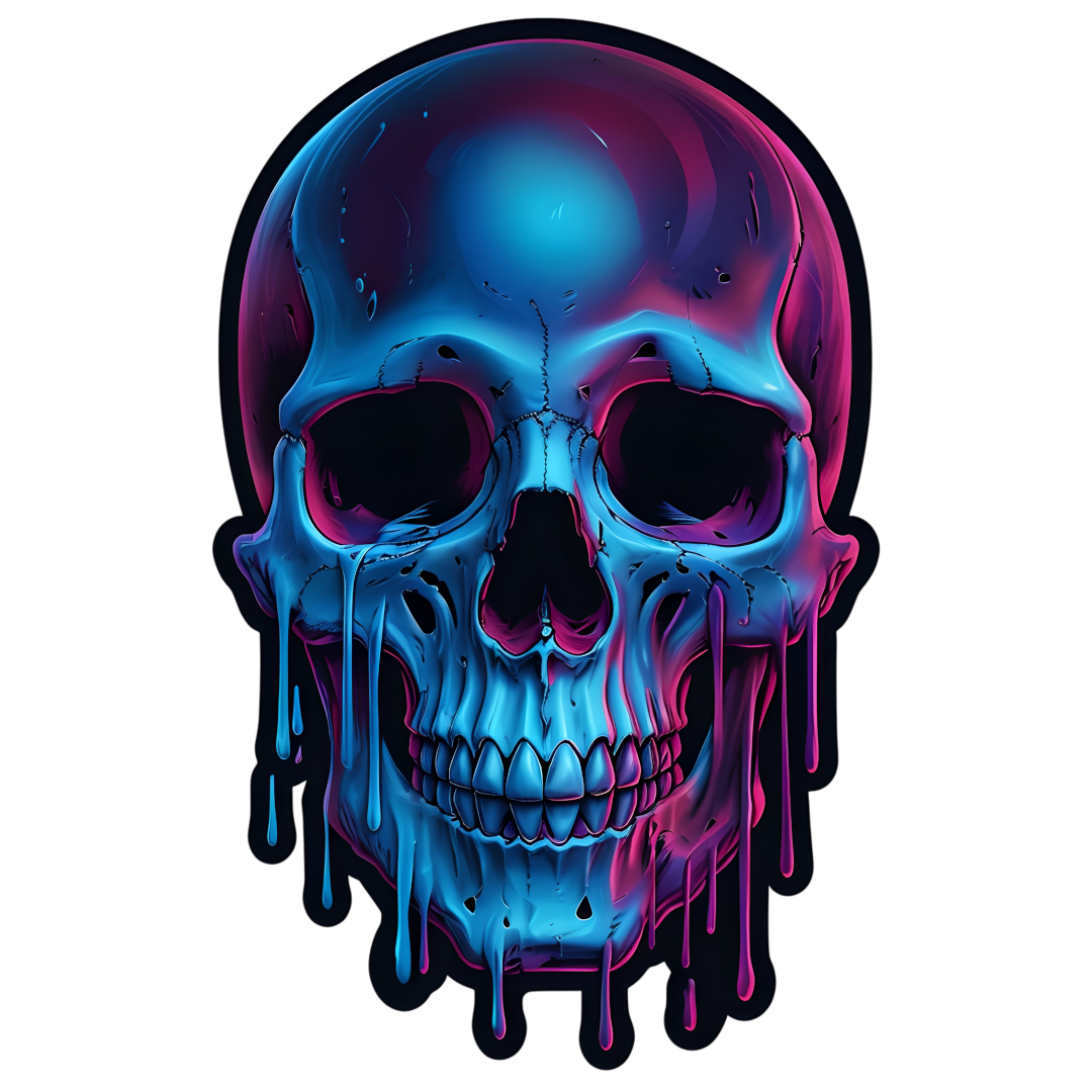 Neon Drip Skull – Smeltende vinylsticker