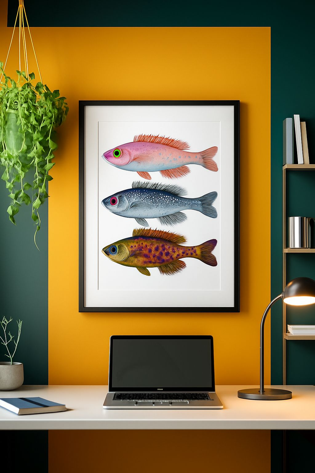 "Trio of Fins" – Vibrant Illustrated Fish Poster (A4 Size)