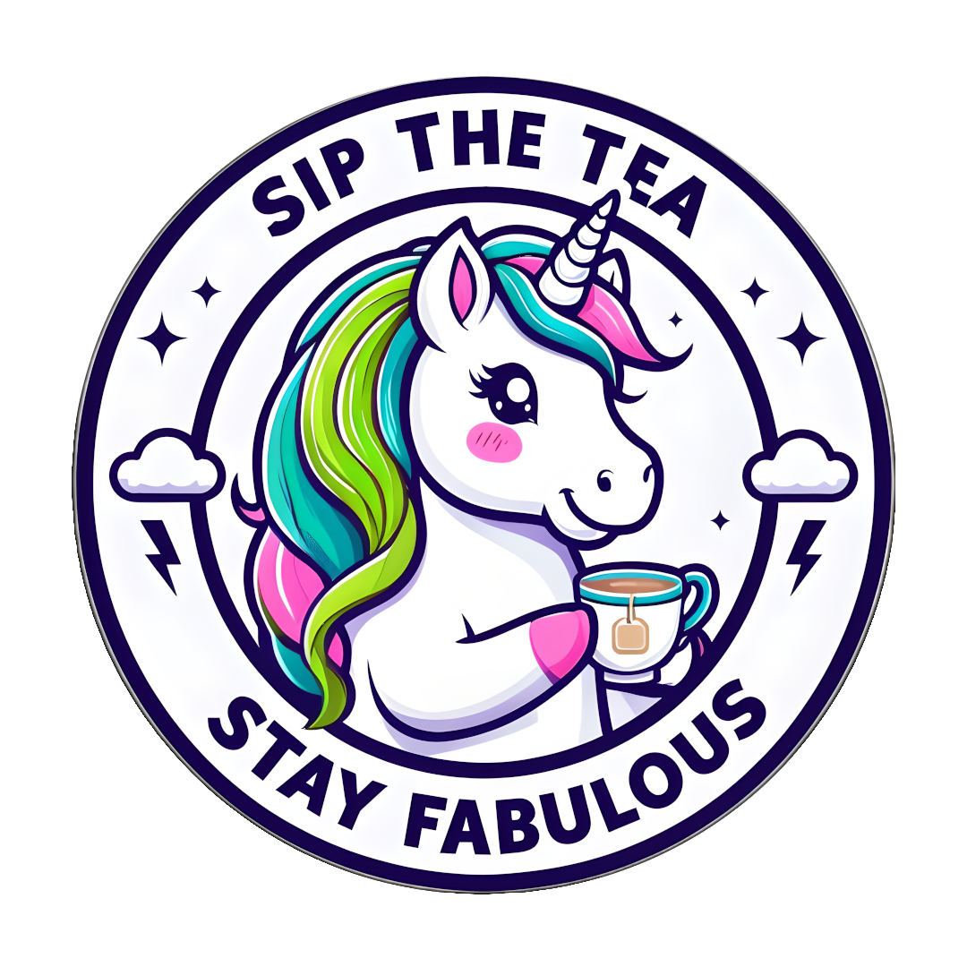 Drink thee, blijf fantastisch – Eenhoorn vinylsticker