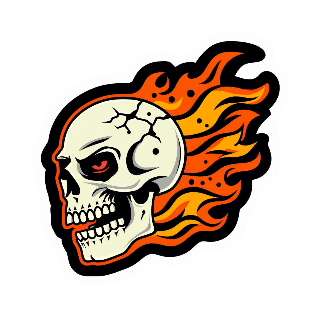Vlammende Schedel - Vette Vuurschedel Vinyl Sticker