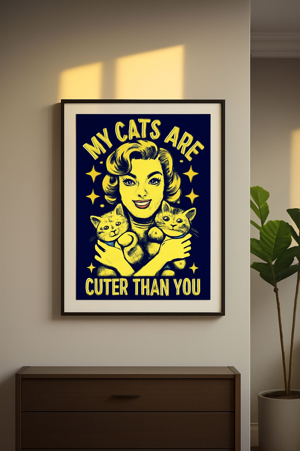 Mijn katten zijn schattiger dan jij – Retro Sass Cat-poster (A4, glanzend fotopapier)