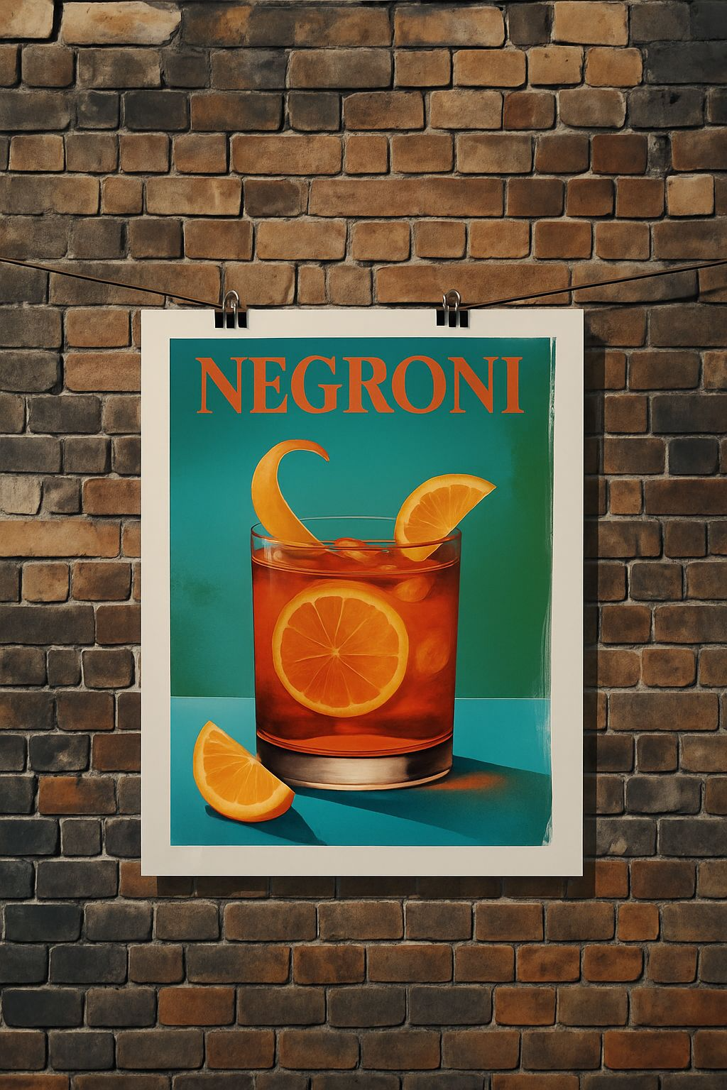 Negroni – Vintage Cocktail Art Poster (A4, glanzend fotopapier)