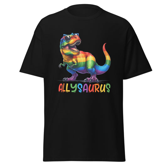 Allysaurus Pride T-Shirt – Rainbow Dinosaur LGBTQ+ Ally Graphic Tee