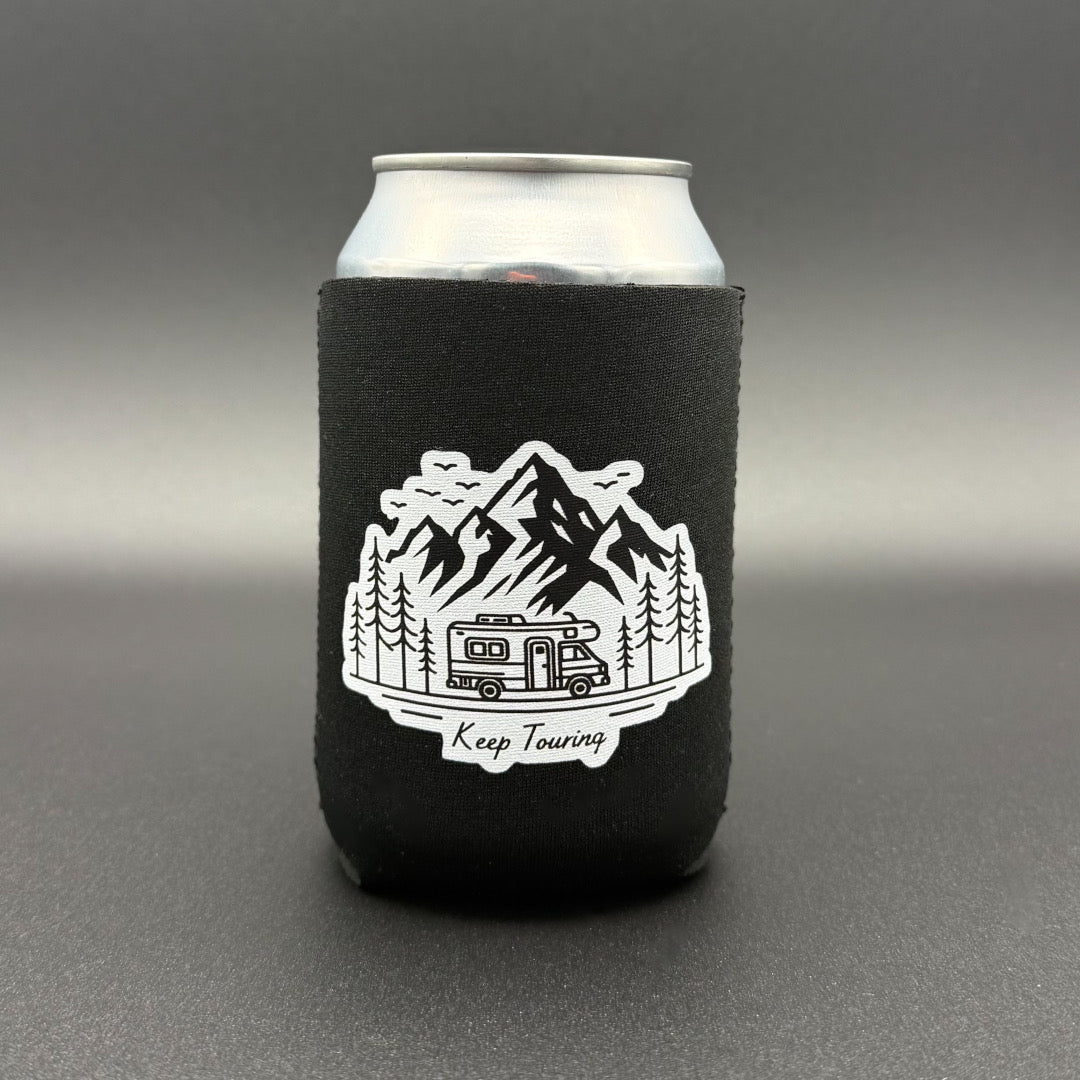 "Keep Touring" Van Life Neoprene Cooler for Standard 330ml Cans – Mountain Traveler