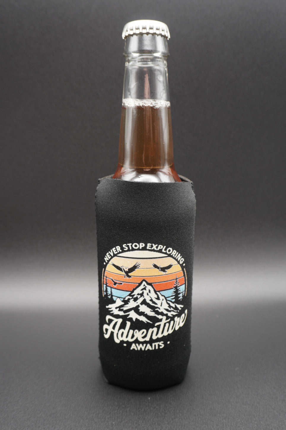 "Adventure Awaits" Mountain Neoprene Cooler for Bottles and Slim Cans – Summit Series