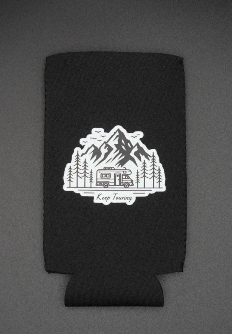 "Keep Touring" Van Life Neoprene Cooler for Bottles and Slim Cans – Mountain Traveler