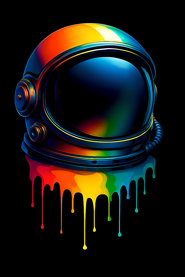 Regenboog Astronautenhelm – A4 Glanzende Pop Art Print (Zonder lijst)