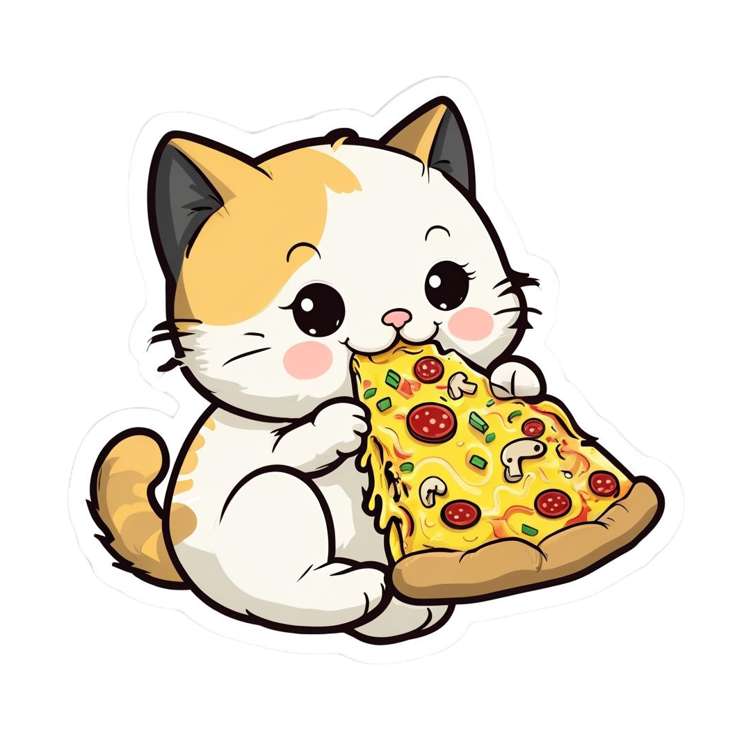 Pizza Cat – Leuke Foodie Vinyl Sticker