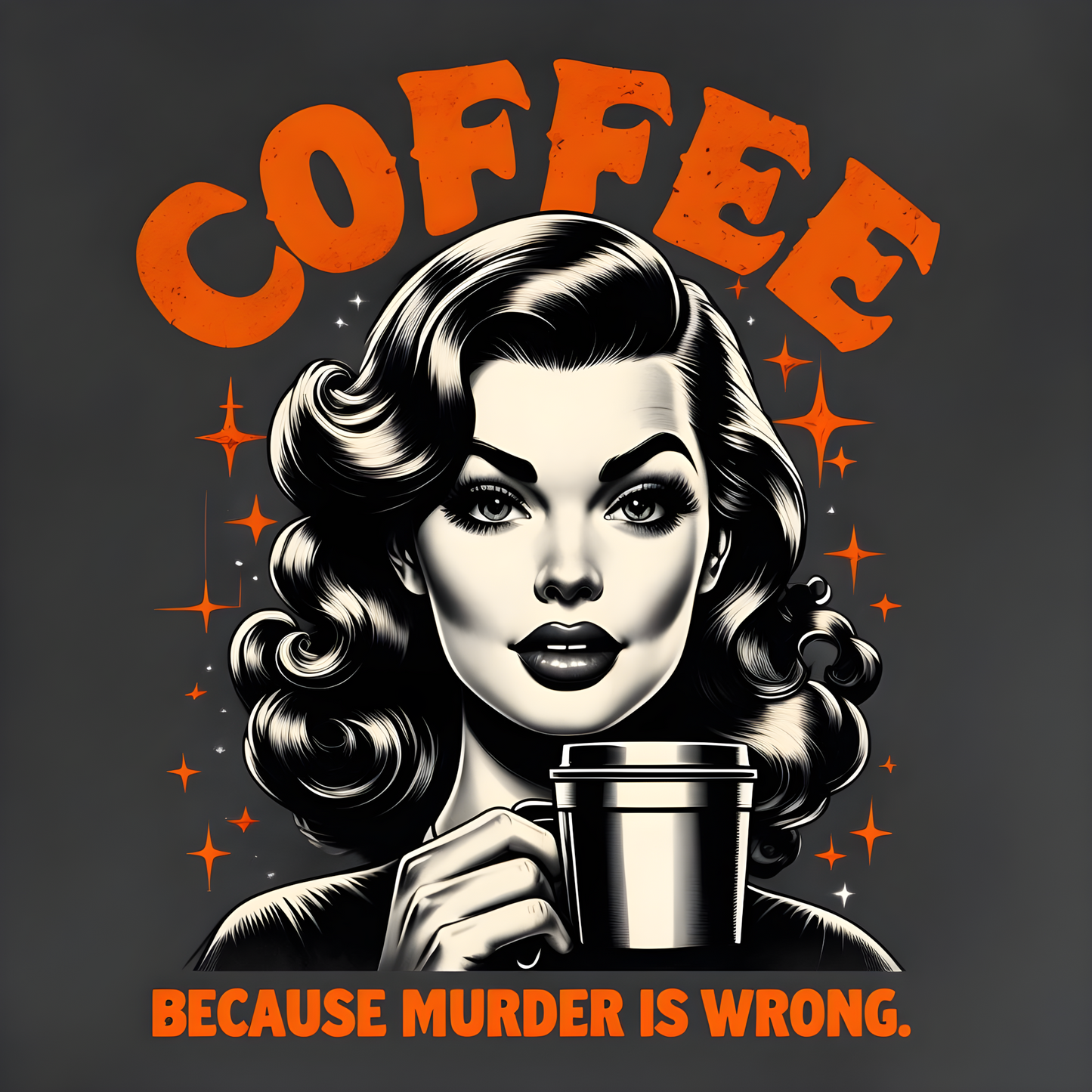 "Coffee Because Murder Is Wrong" – Colored Retro Sticker