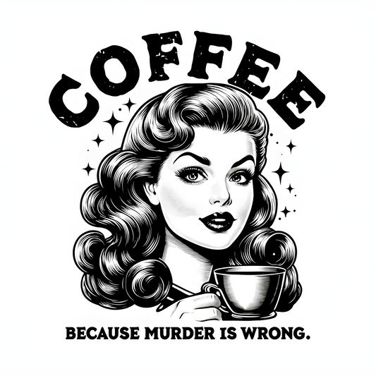 "Coffee Because Murder Is Wrong" Retro Sticker