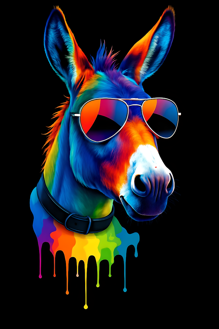 Colorful Donkey with Sunglasses – A4 Pop Art Print on Glossy Photo Paper (Unframed)