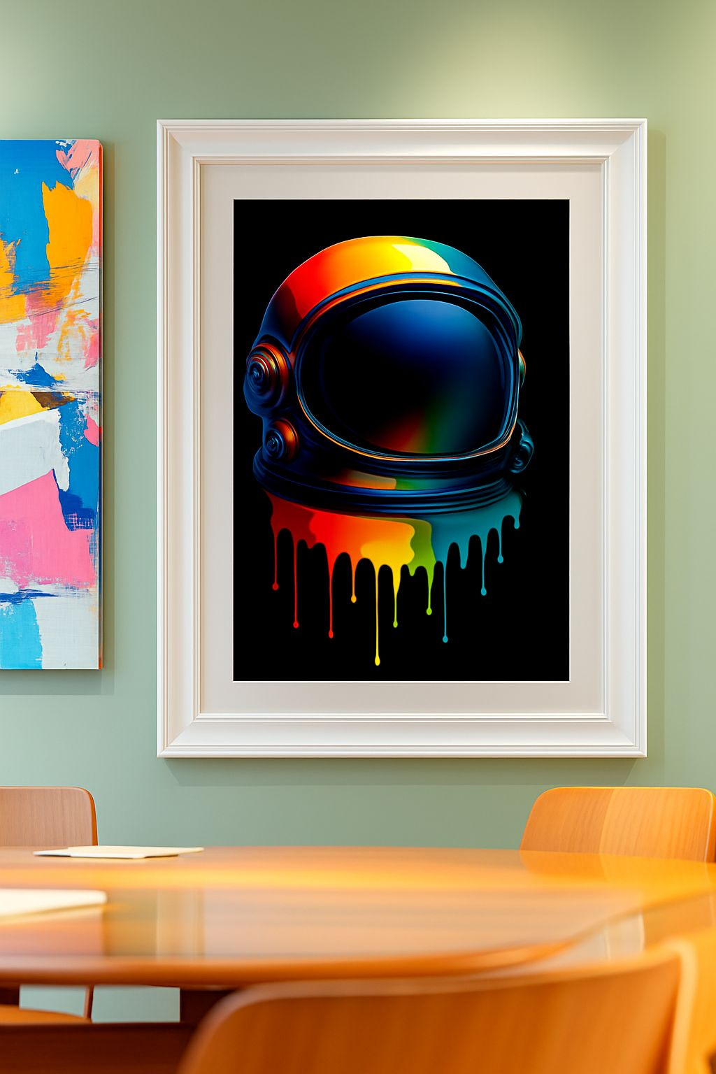 Regenboog Astronautenhelm – A4 Glanzende Pop Art Print (Zonder lijst)