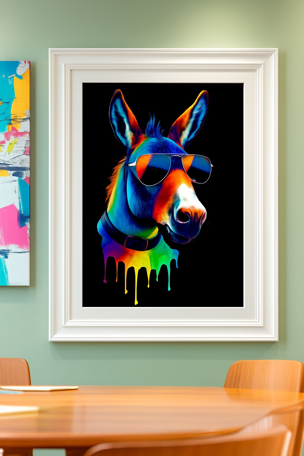 Colorful Donkey with Sunglasses – A4 Pop Art Print on Glossy Photo Paper (Unframed)