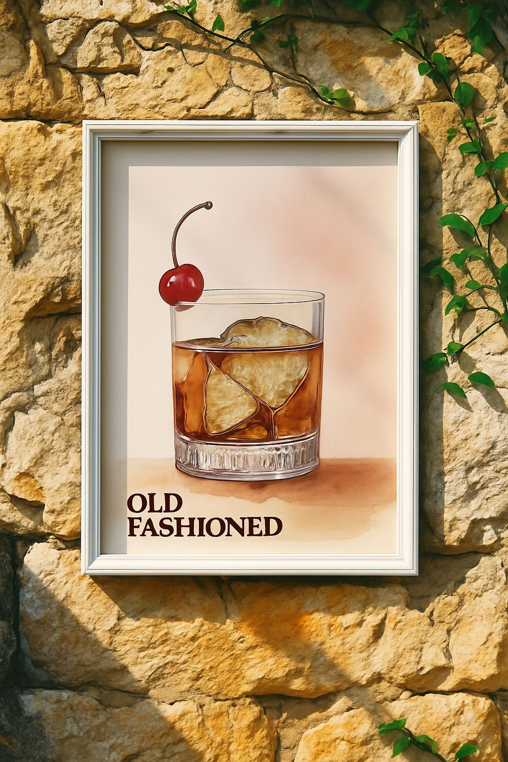 Old Fashioned – Aquarelcocktailkunstposter
