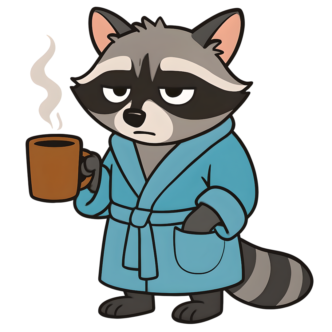 Grumpy Raccoon Morning Mood Sticker