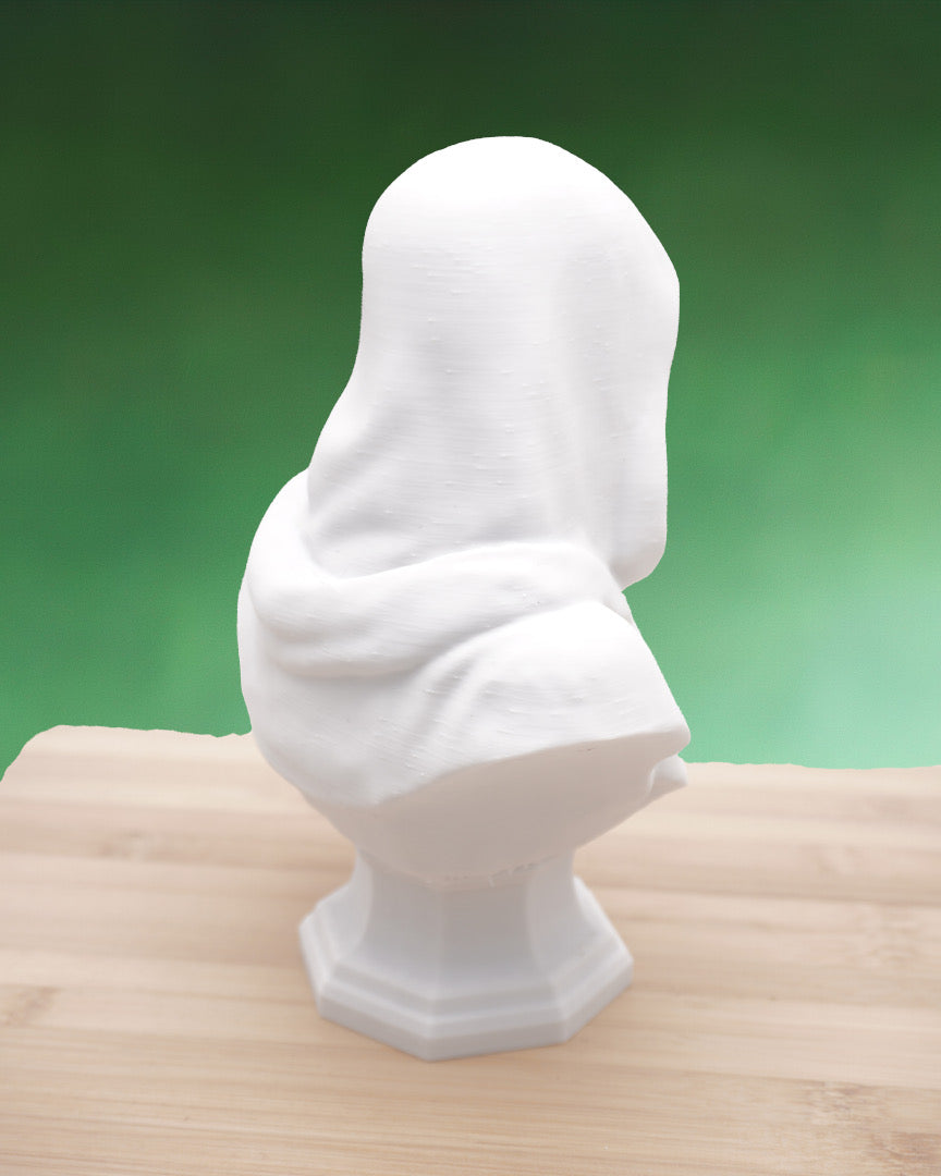 Silent Sentinel: Hooded Bust Sculpture
