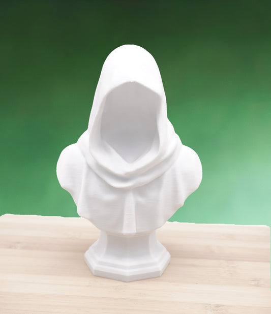 Silent Sentinel: Hooded Bust Sculpture