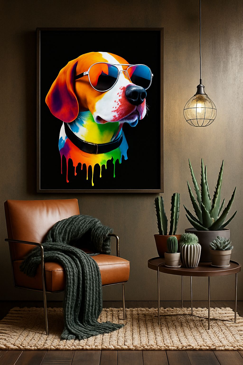 Coole Beagle met zonnebril – A4 kunstprint op glanzend fotopapier