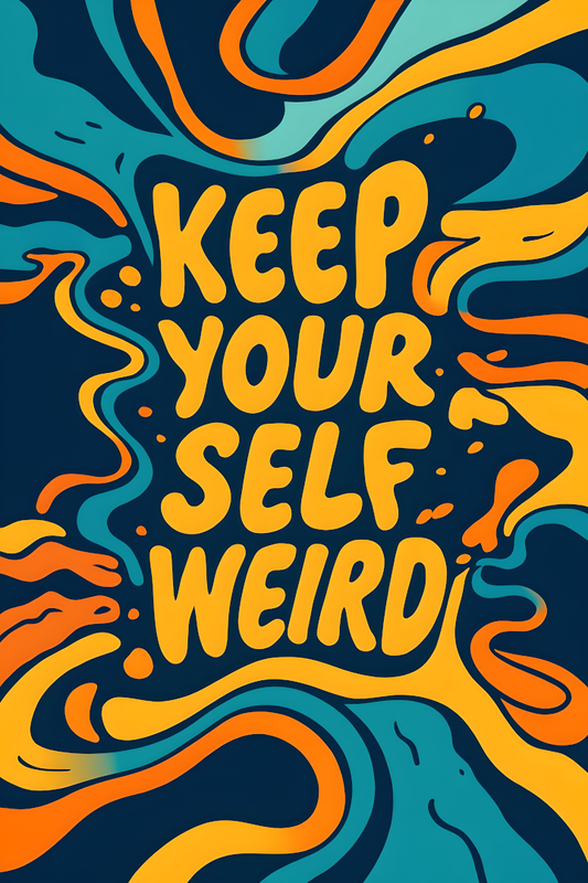 Keep Yourself Weird – Psychedelic Typography Poster (A4, Glossy Photo Paper)