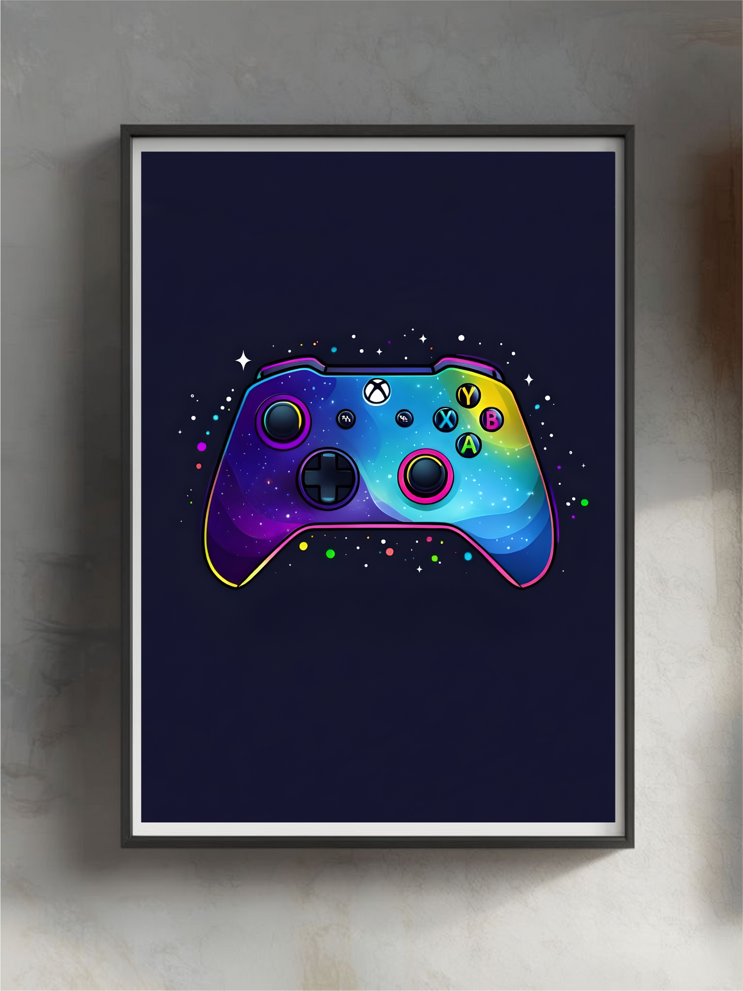 Cosmic Controller Art Print - Neon Nebula Gaming Design - Glossy A4 Poster for Video Game Room Setup