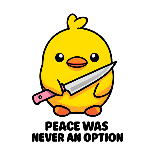 Peace Was Never an Option – Cute Duck Sticker