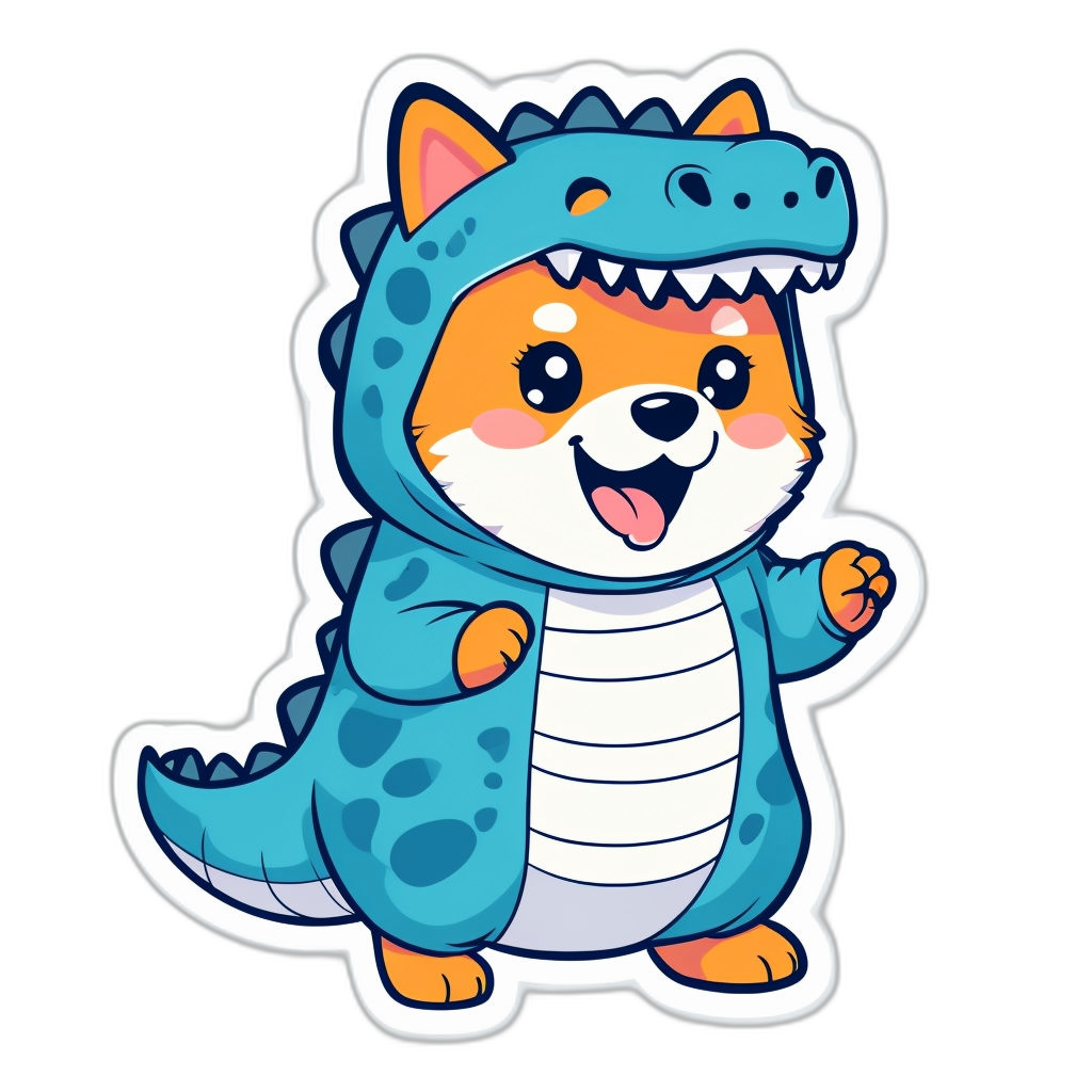 Cute Shiba Inu as Dinosaur Sticker