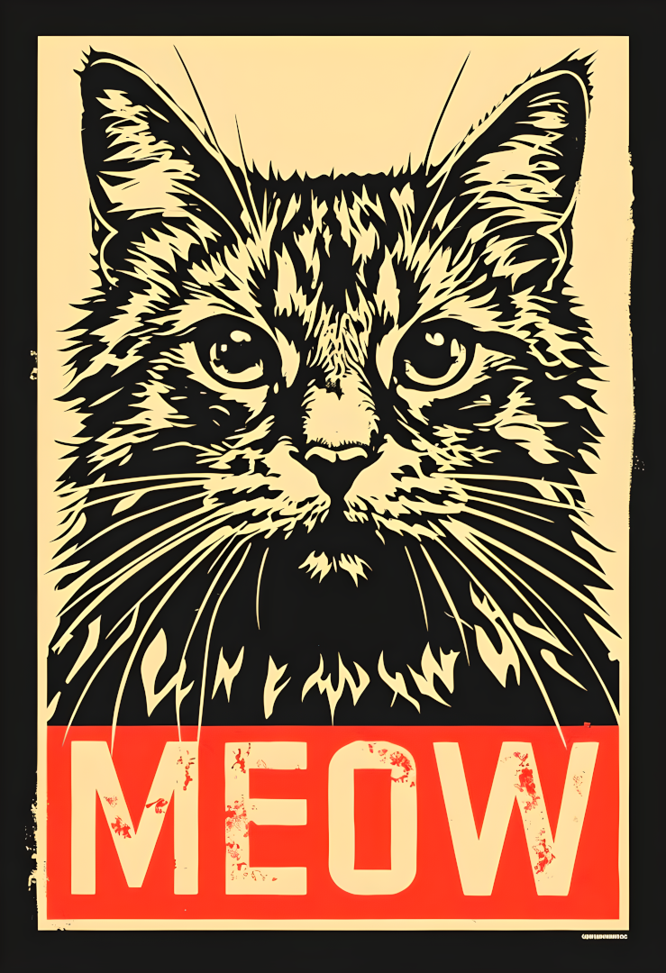 MEOW – Bold Graphic Cat Poster (A4, Glossy Photo Paper)