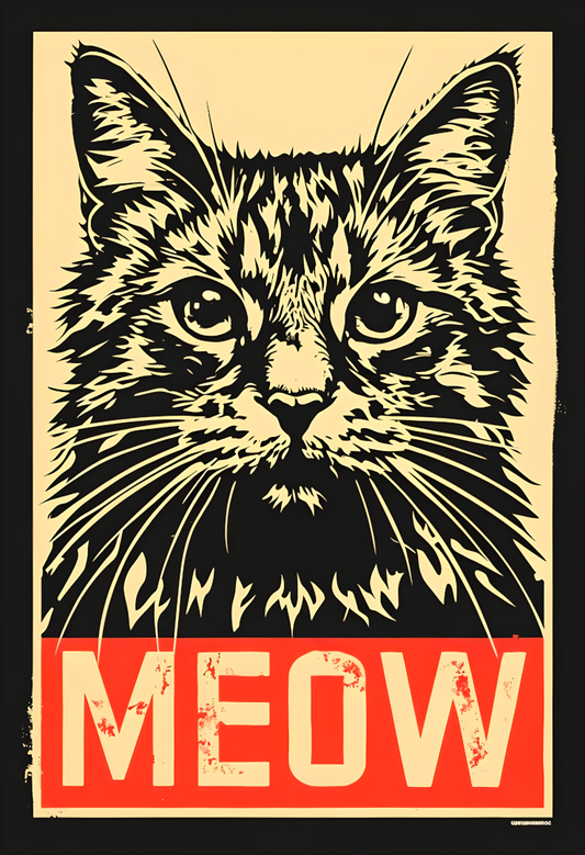 MEOW – Bold Graphic Cat Poster (A4, Glossy Photo Paper)