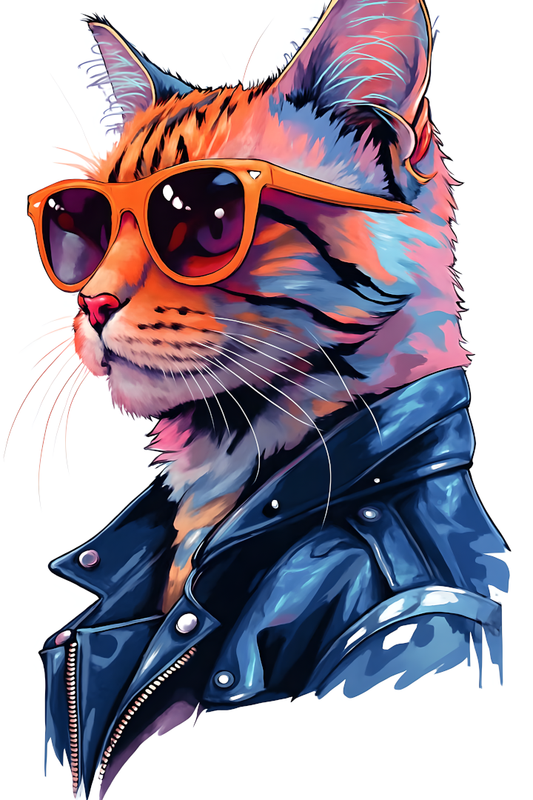 Cool Cat – Neon Rebel Poster (A4, Glossy Photo Paper)