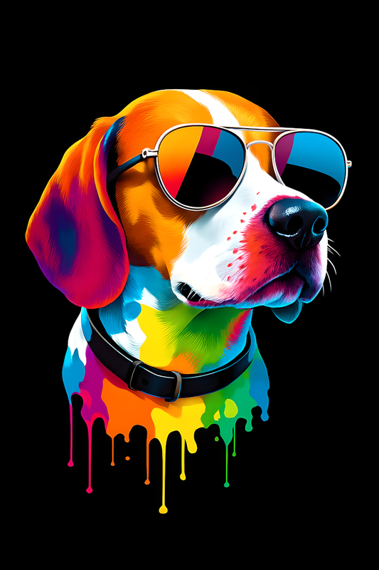 Cool Beagle with Sunglasses – A4 Art Print on Glossy Photo Paper