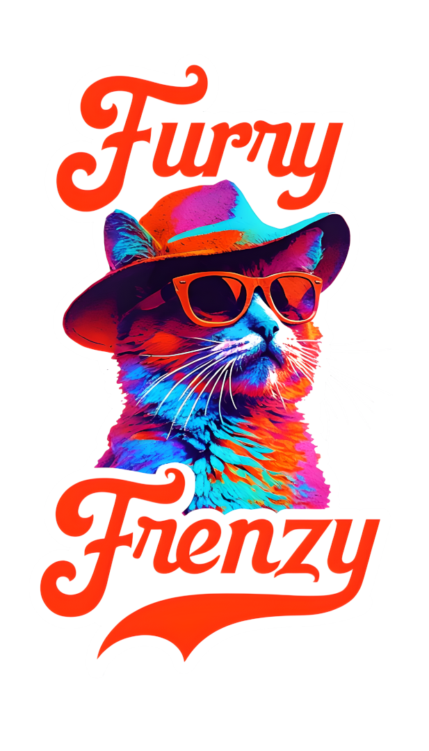 Furry Frenzy – Neon Cool Cat Poster (A4, glanzende afwerking)