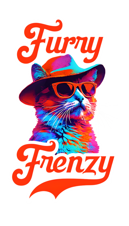 Furry Frenzy – Neon Cool Cat Poster (A4, Glossy Finish)