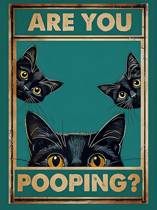 “Are You Pooping?” – Funny Cat Bathroom Poster (A4, Glossy Finish)
